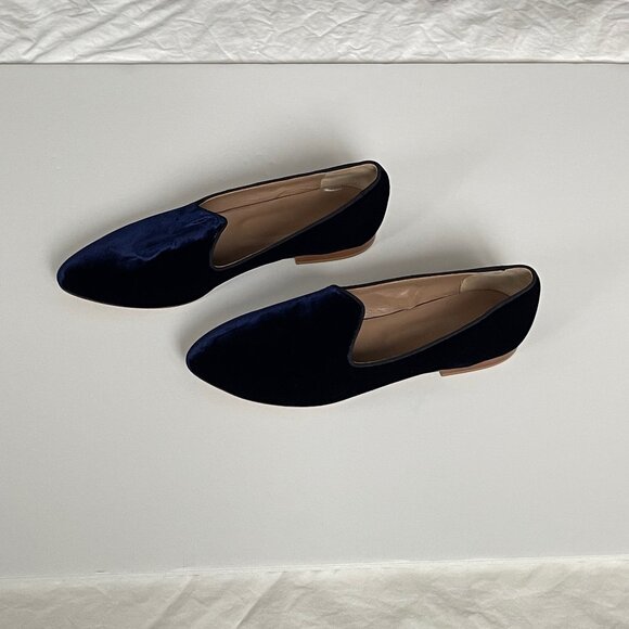 Le Monde Beryl blue velvet smoking slippers - women's 11.5 - Picture 6 of 7